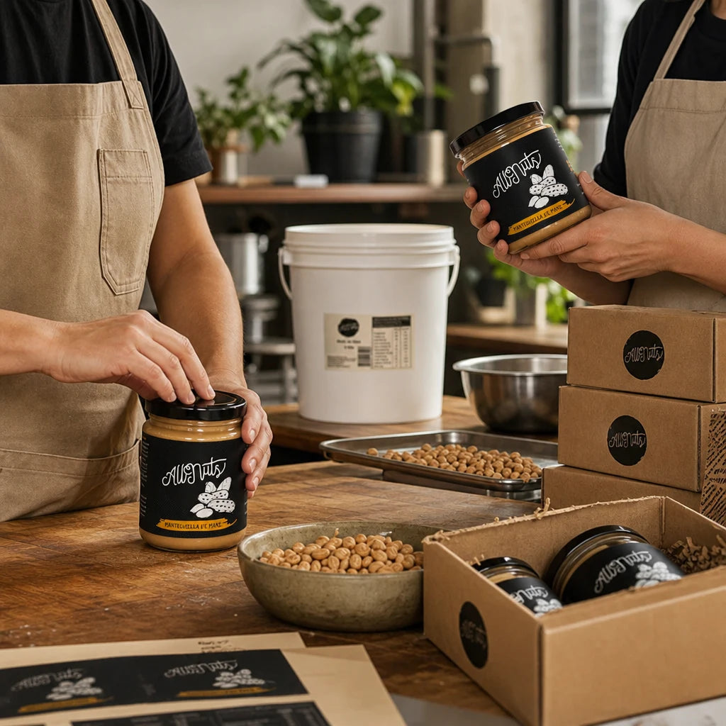 Equipo All Nuts preparando y revisando productos en Chile