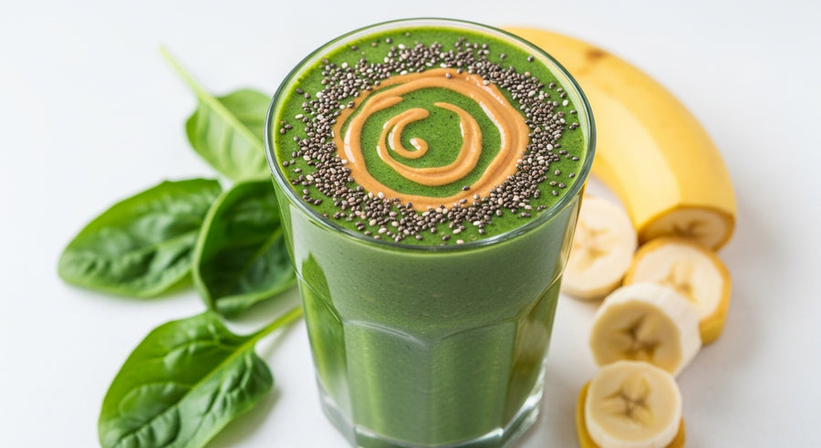 smoothie verde chia mantequilla mani receta – All Nuts Food