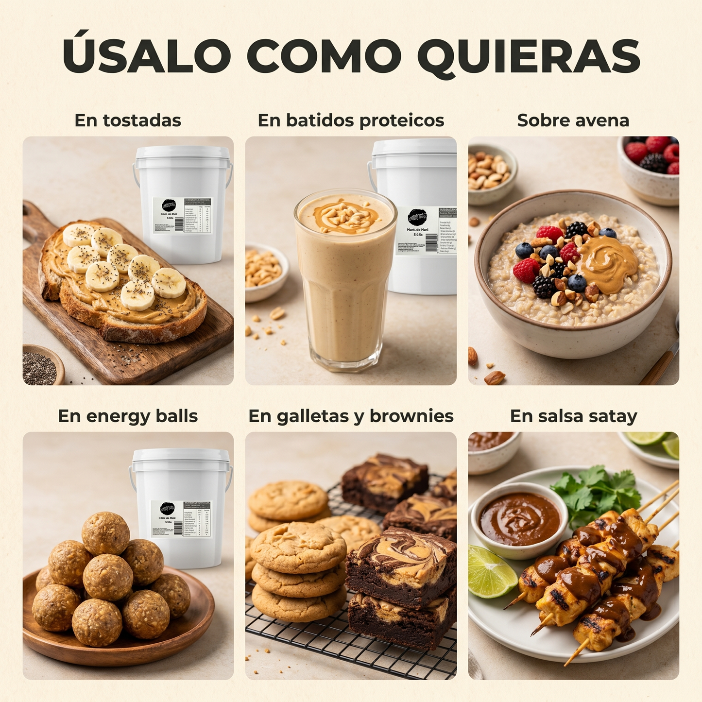 Balde Mantequilla de Maní 5 kg + Sixpack 200 g - All Nuts Food
