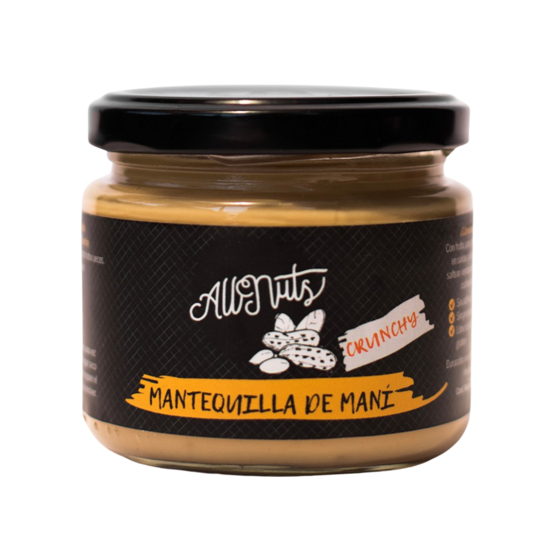 Pack 3 mantequillas naturales 200g maní crunchy, avellana y almendra All Nuts Food