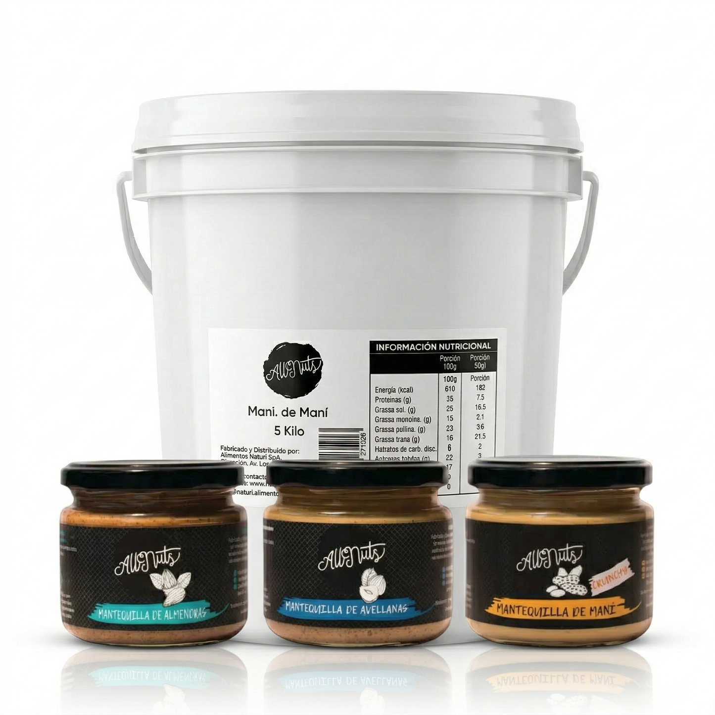 Balde Mantequilla de Maní 5 kg + Trío 200 g - All Nuts Food