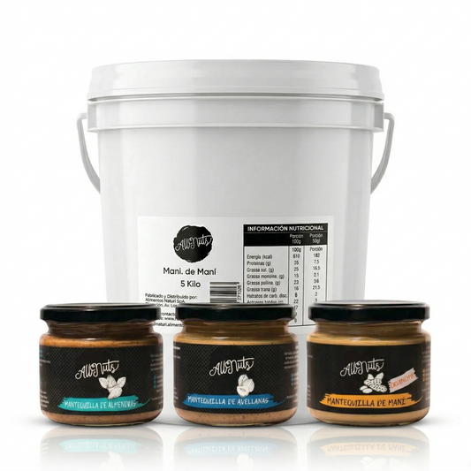 Balde Mantequilla de Maní 5 kg + Trío 200 g - All Nuts Food