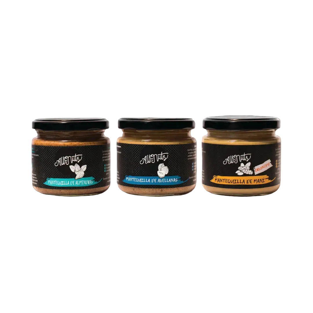 Pack Mantequilla de Maní Crunch, Avellana y Almendra 200g