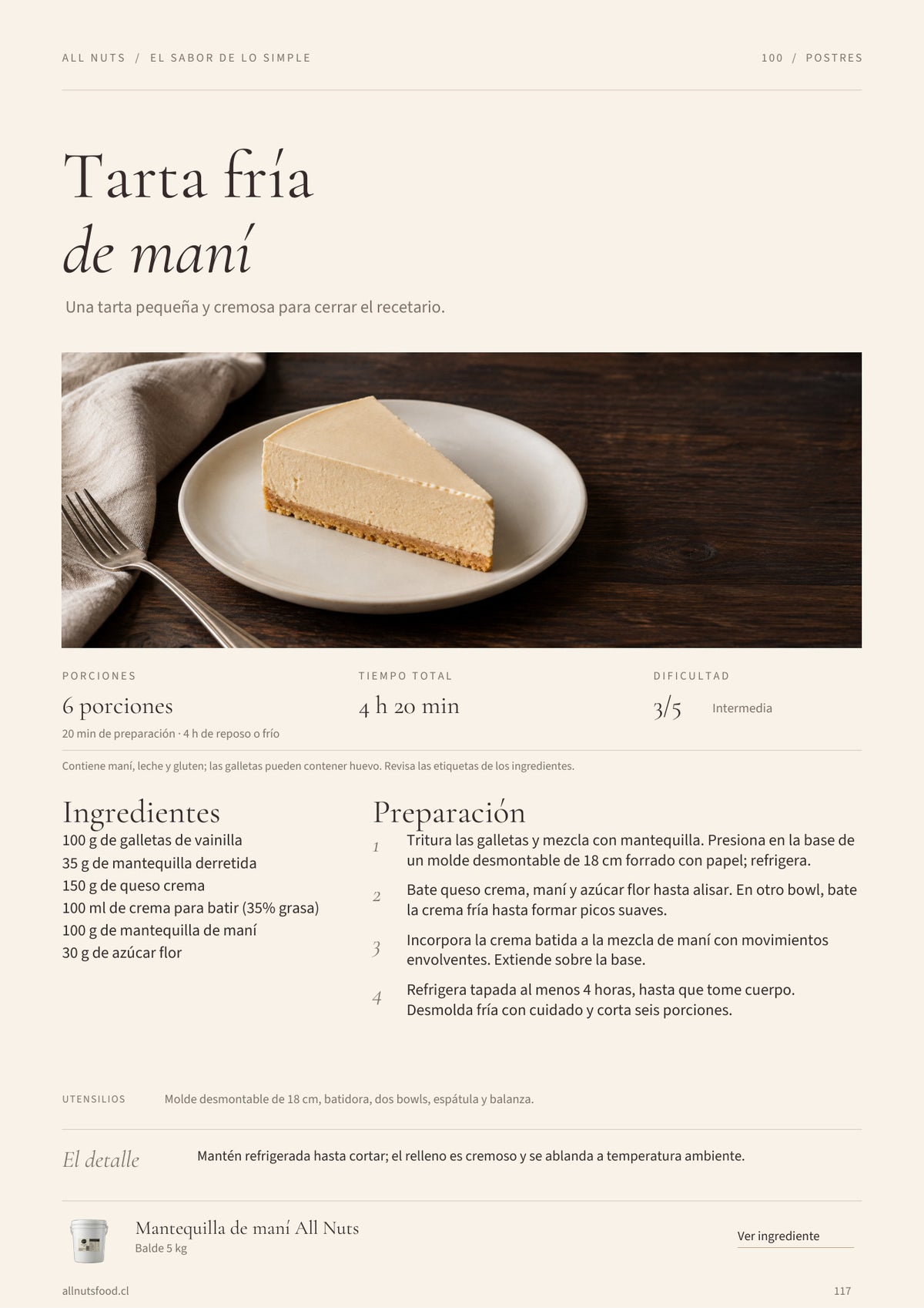 Página real del ebook: tarta fría de maní