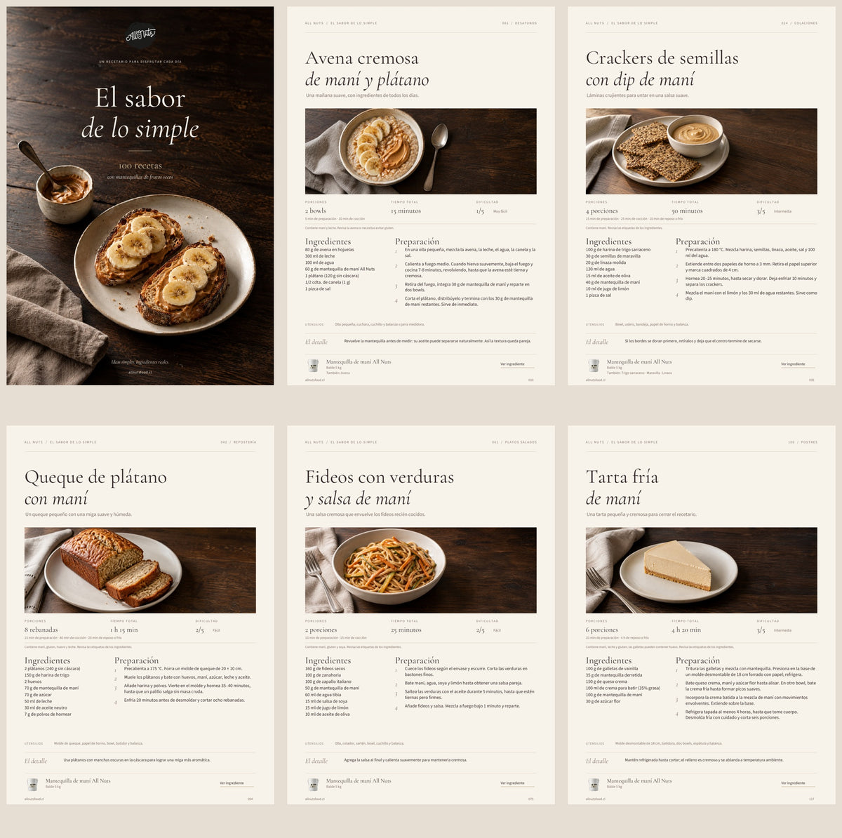Vista de la portada y cinco recetas reales de El sabor de lo simple
