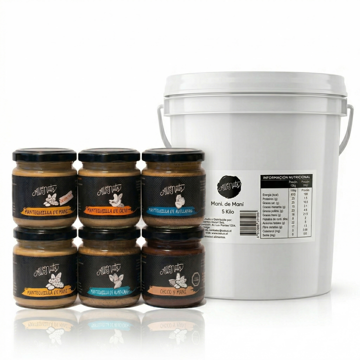 Balde Mantequilla de Maní 5 kg + Sixpack 200 g