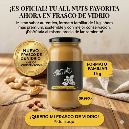 Información nutricional mantequilla de maní 1kg All Nuts Food