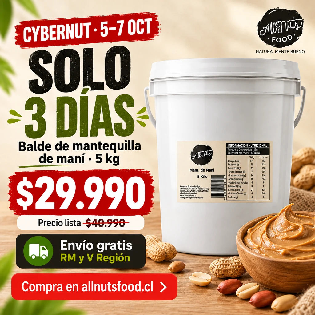 CyberNut All Nuts: balde de mantequilla de maní 5 kg a $29.990 del 5 al 7 de octubre